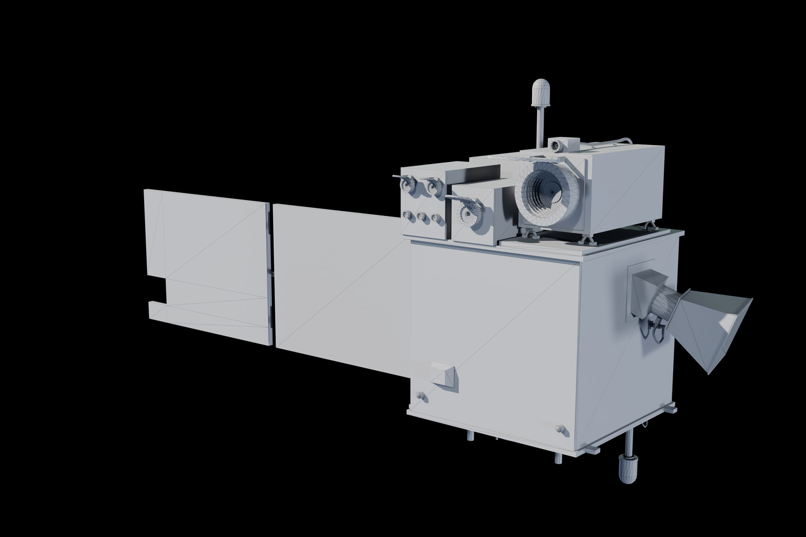 Vue filaire du low poly du satellite